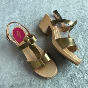 Swedish Hasbeens Greek Clog Strap Sandal Gold 40